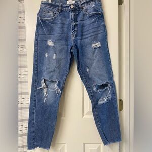 Refuge MOM Distressed Ripped Raw Hem Jeans Size 7